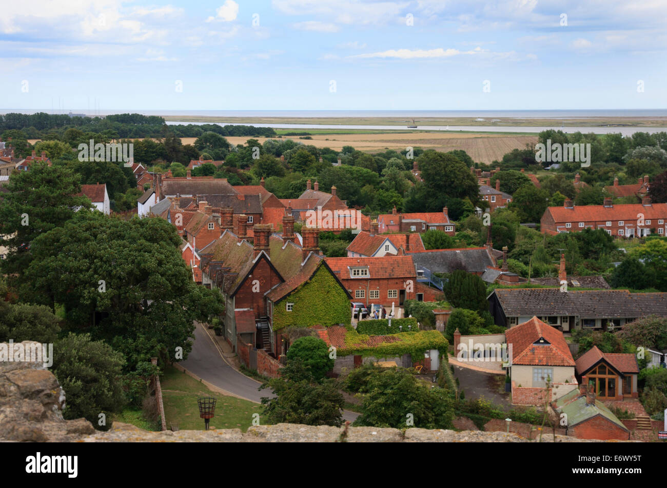 Aerial view of Orford from the castle Stock Photo
