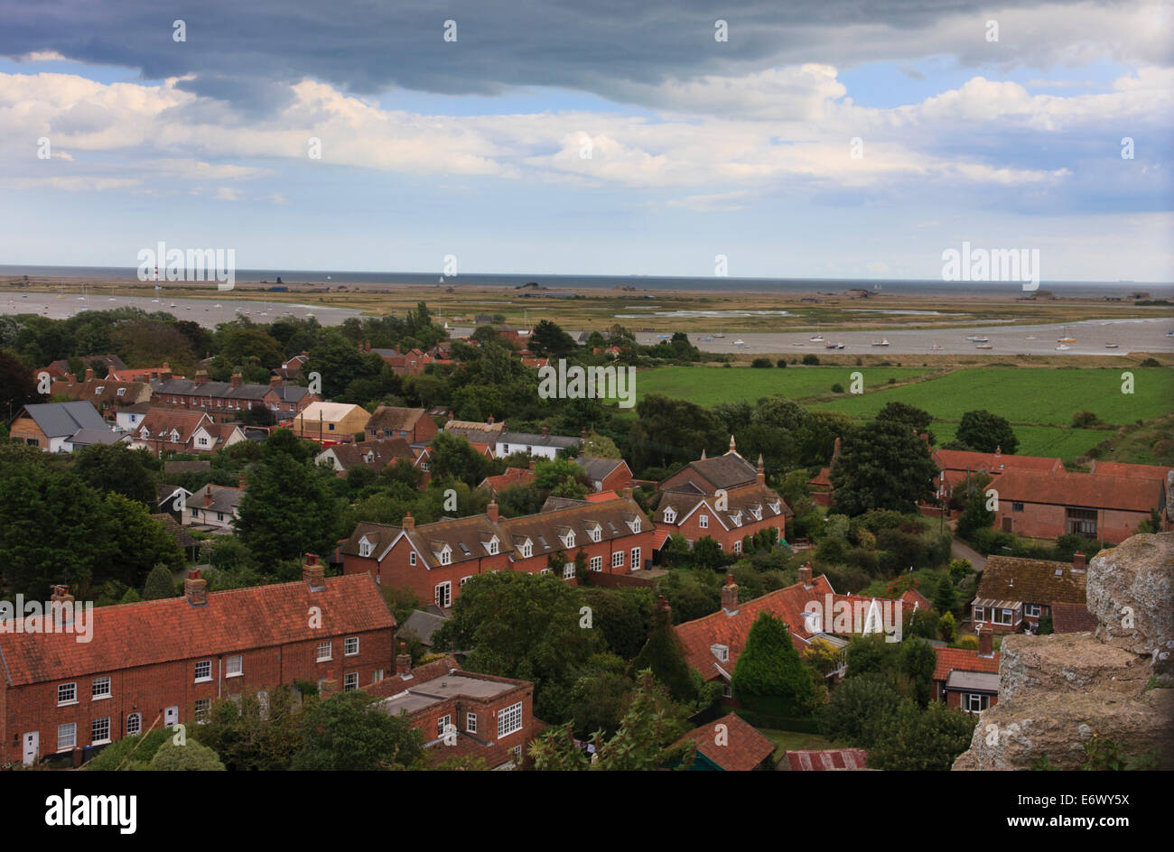 Aerial view of Orford from the castle Stock Photo