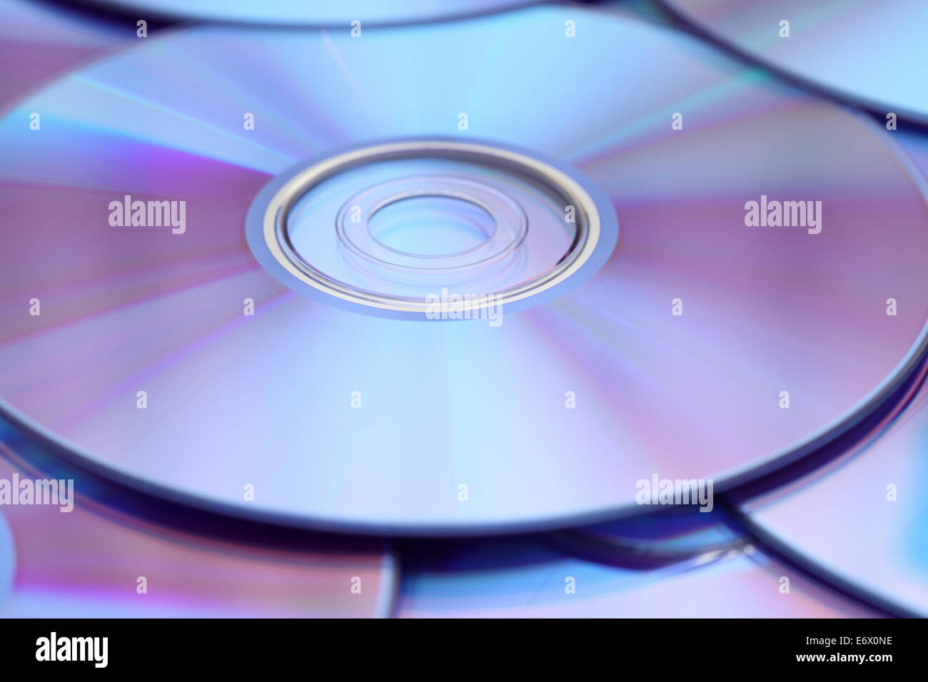 DVDs background. Shallow depth of field. Closeup. Stock Photo