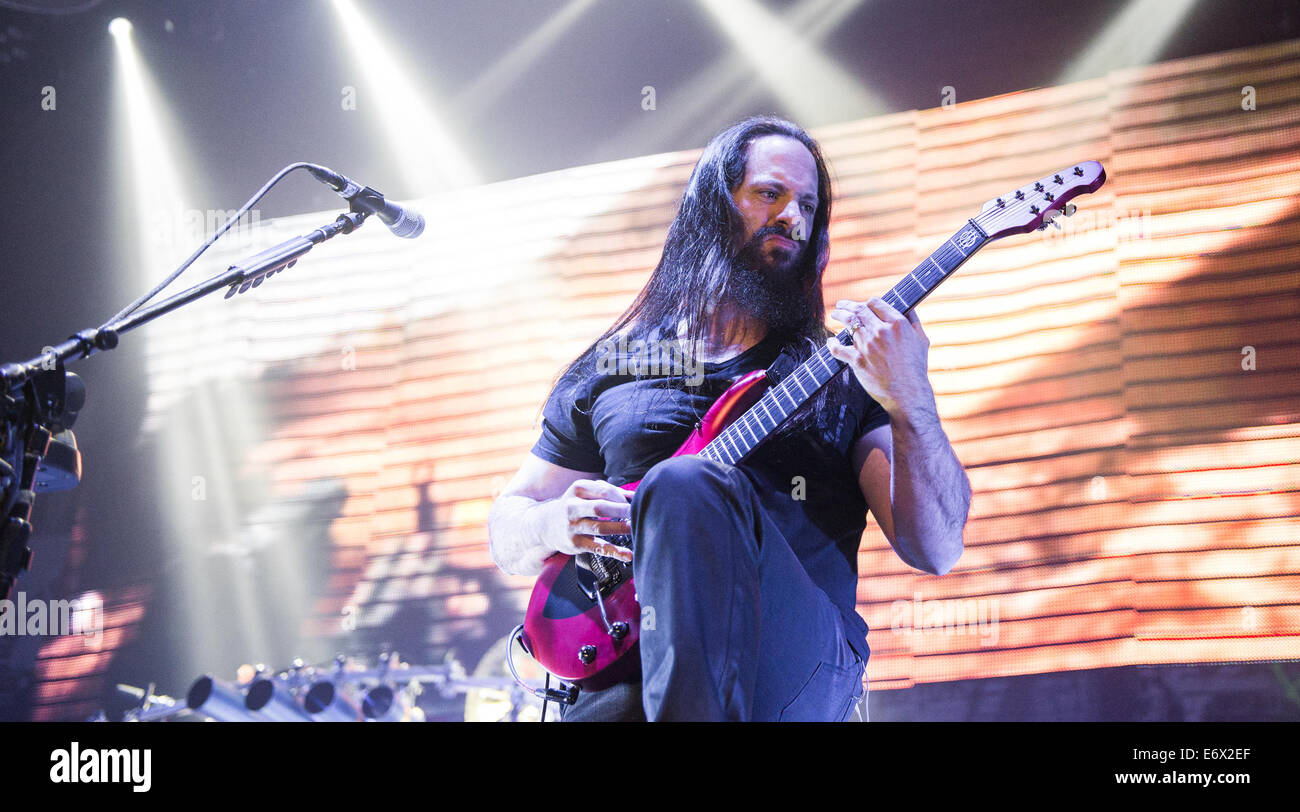 American progressive metal band Dream Theater perform live at Wembley Arena as part of their 'An Evening with Dream Theater' tour  Featuring: John Petrucci,Dream Theater Where: London, United Kingdom When: 15 Feb 2014 Stock Photo