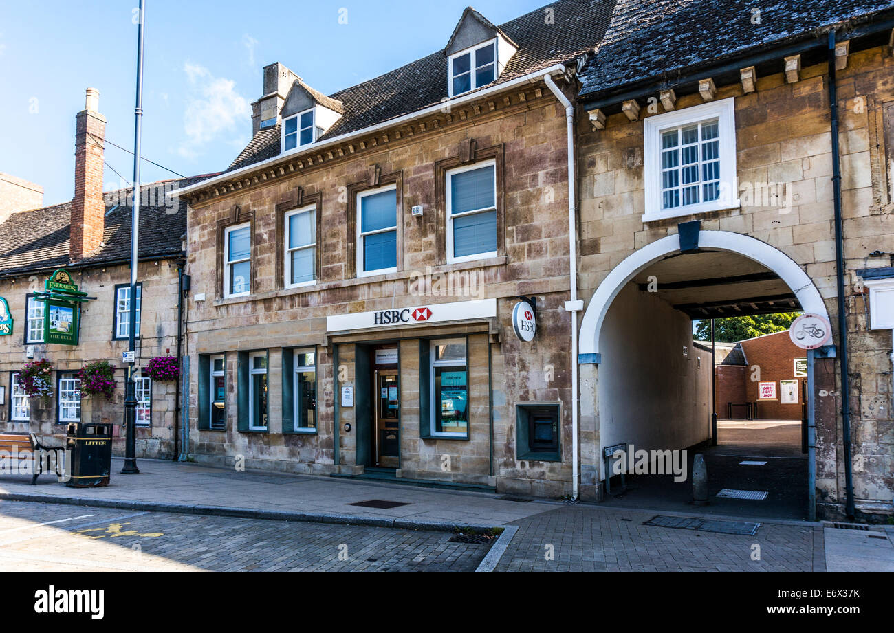 HSBC bank in the historic market town of Market Deeping, near Peterborough, Cambridgeshire, England, UK. Stock Photo