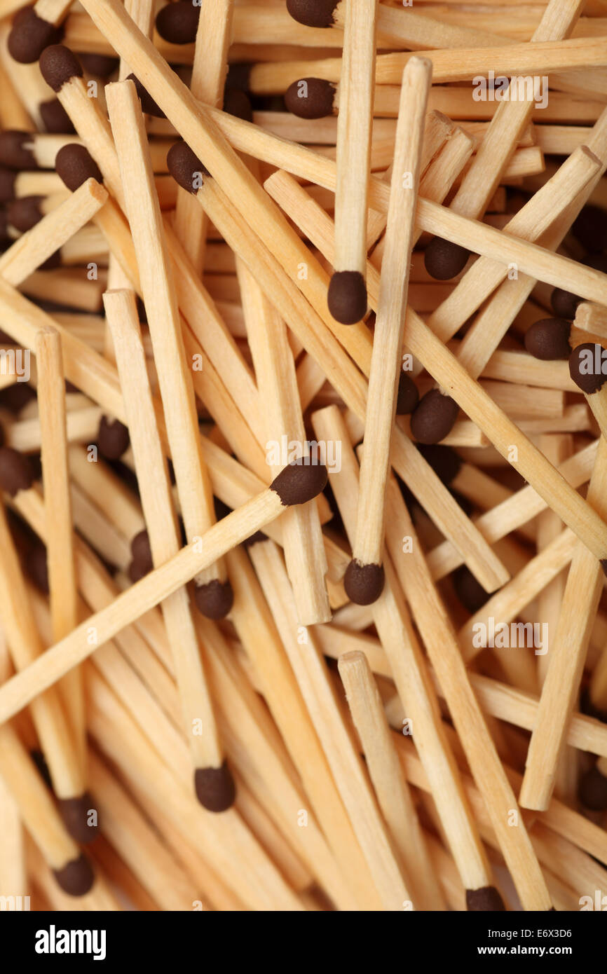 Heap of matches. Shallow depth of field. Closeup. Stock Photo