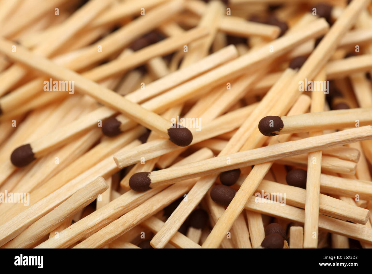 Heap of matches. Shallow depth of field. Closeup. Stock Photo
