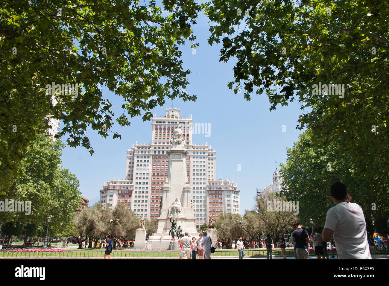 Edificio España - Spain building skyscraper and Plaza de España Stock Photo