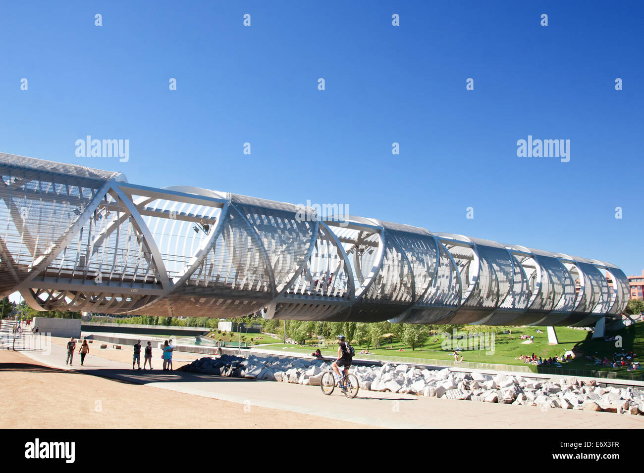 Monumental bridge of La Arganzuela or Perrault bridge, Madrid Stock Photo
