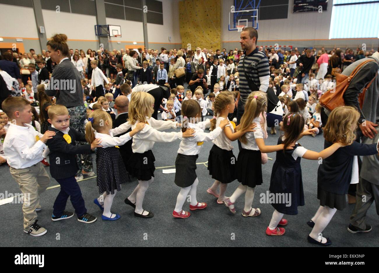 Gdansk, Poland 1st, August 2014 New school year inauguration in newly build school in Gdansk Kokoszki. In the new primary school begins their education over 600 children. Credit:  Michal Fludra/Alamy Live News Stock Photo