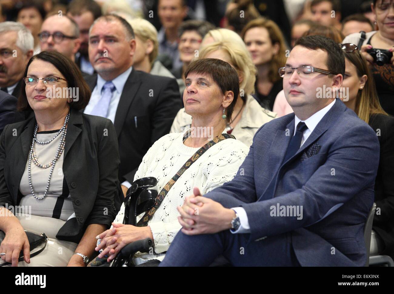 Gdansk, Poland 1st, August 2014 New school year inauguration in newly build school in Gdansk Kokoszki. In the new primary school begins their education over 600 children. Joanna Ochojska (C) the Polish Humanitarian Action chairman takes part in the inauguration. Credit:  Michal Fludra/Alamy Live News Stock Photo