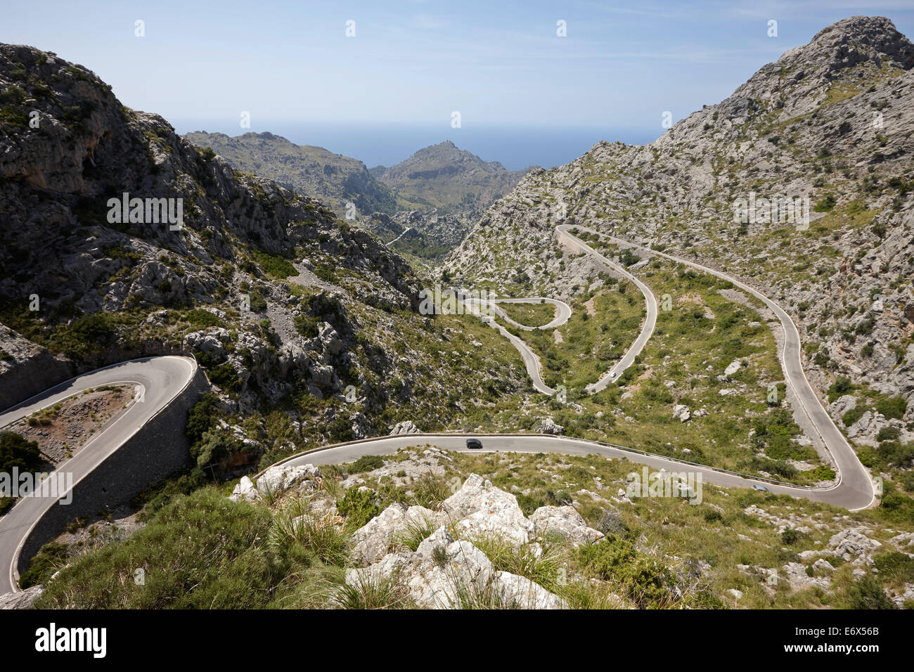 Legendary road 'The Snake' to Sa Calobra, MA-2141, Tramuntana mountains, Mallorca, Balearic Islands, Spain Stock Photo