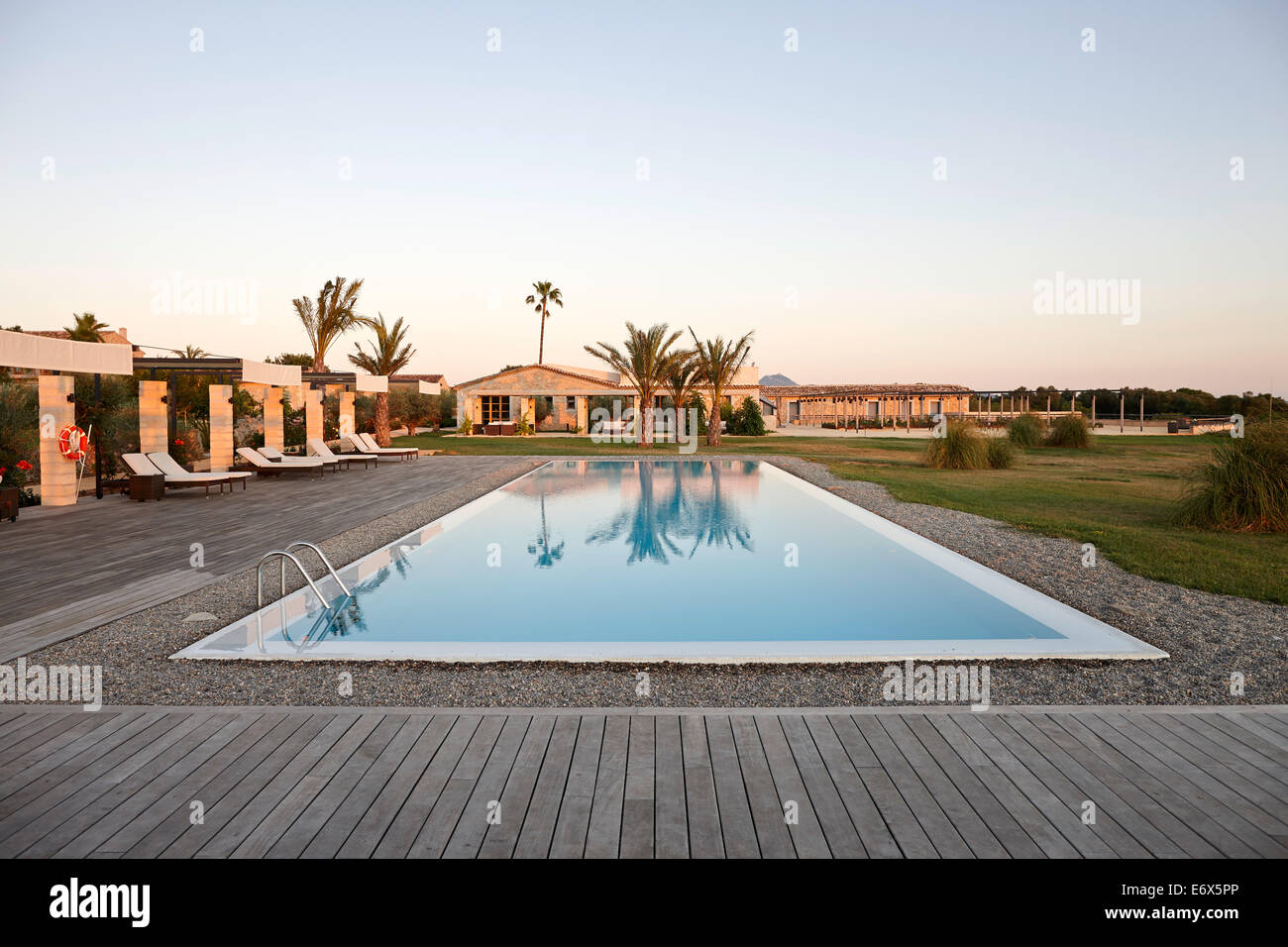 Pool of Sa Franquesa Nova Hotel, Hotel Rural, country hotel between Villafranca de Bonany and Manacor, Mallorca, Balearic Island Stock Photo