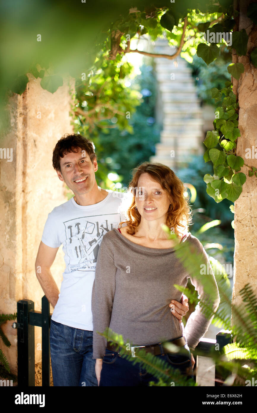 Thomas and Jutta Philipps, owners of Finca Raims, rebuilt vineyard and country hotel, Algaida, Mallorca, Balearic Islands, Spain Stock Photo
