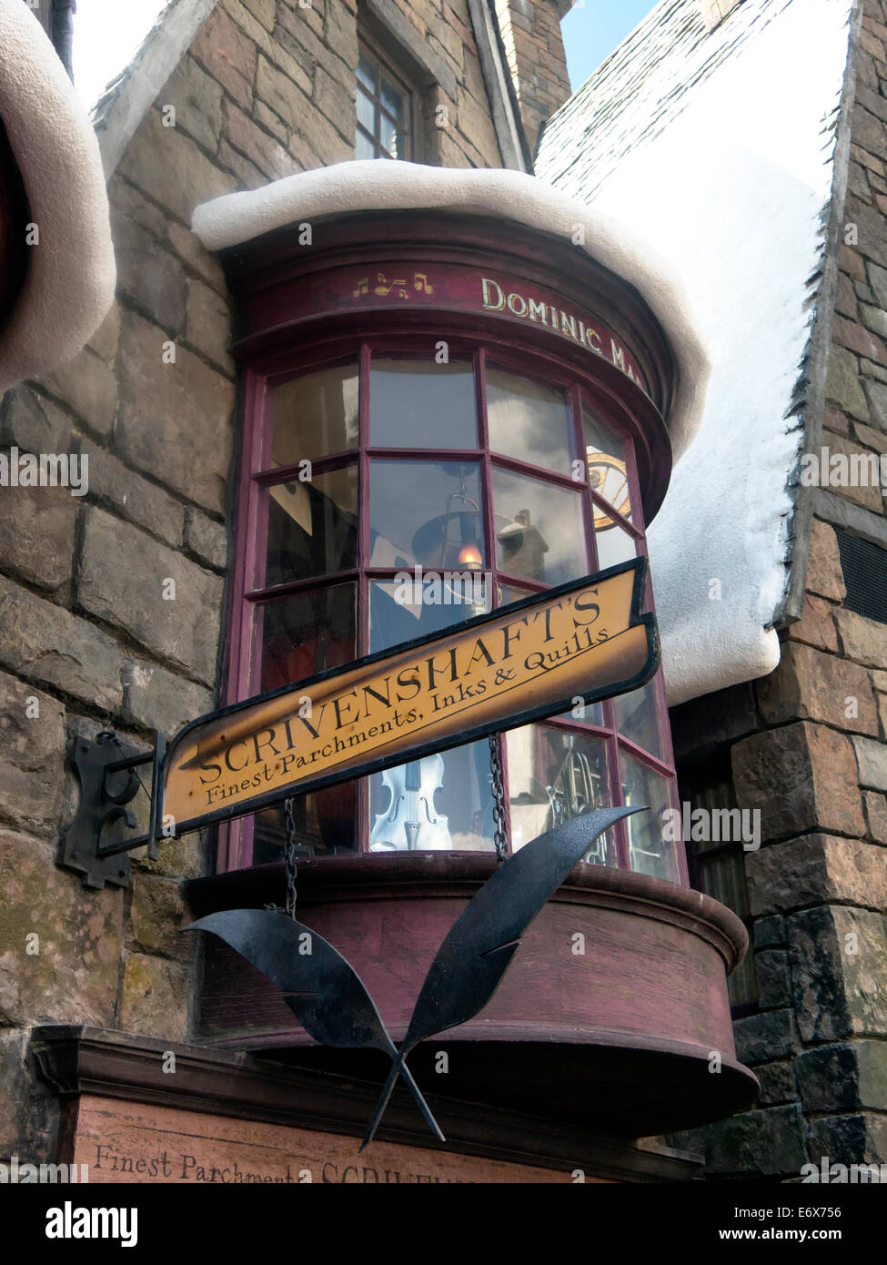 Facade of Scrivenshaft's Quill Shop in The Islands of Adventure Theme Park Orlando Stock Photo