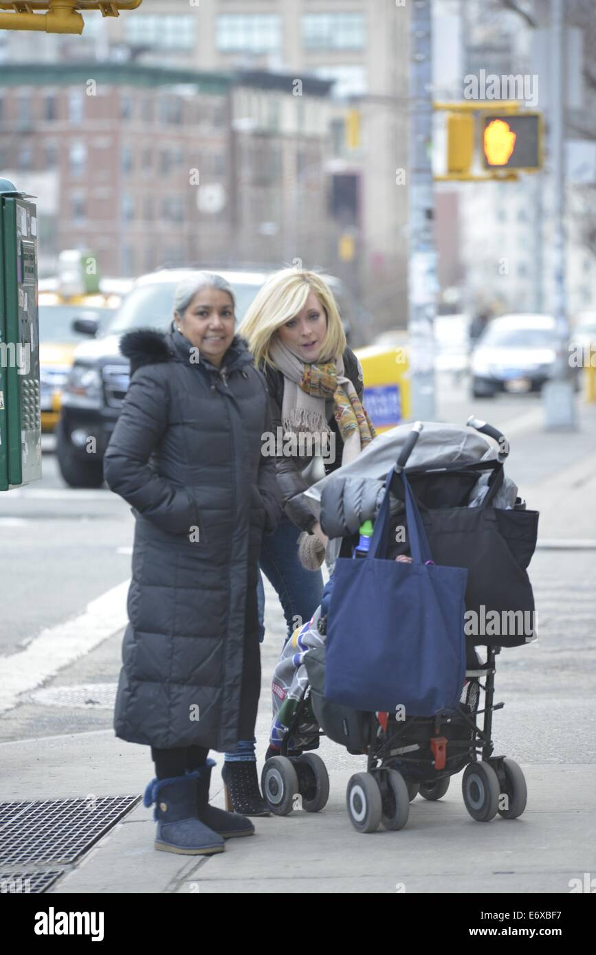 Jane Krakowski wearing a Moncler winter jacket while out with her