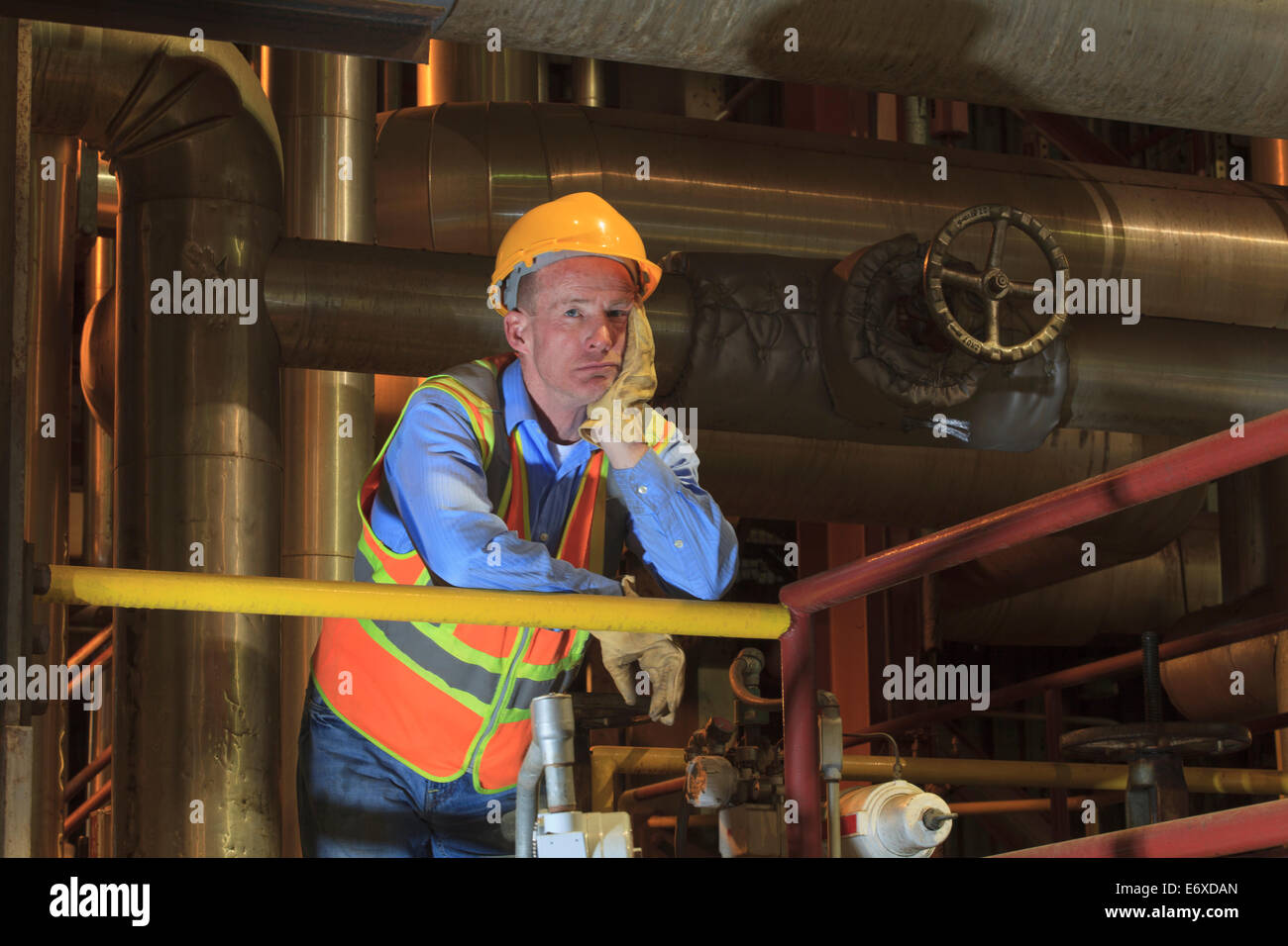 Engineer in electric power plant condenser room Stock Photo Alamy