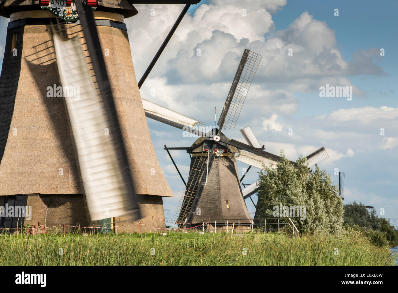 Netherlands, Kinderdijk, Windmills in Alblasserwaard polder, Unesco World Heritage site Stock Photo