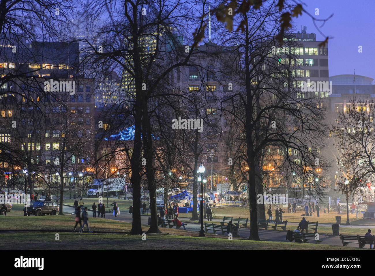 Boston Common and Tremont Street on New Year