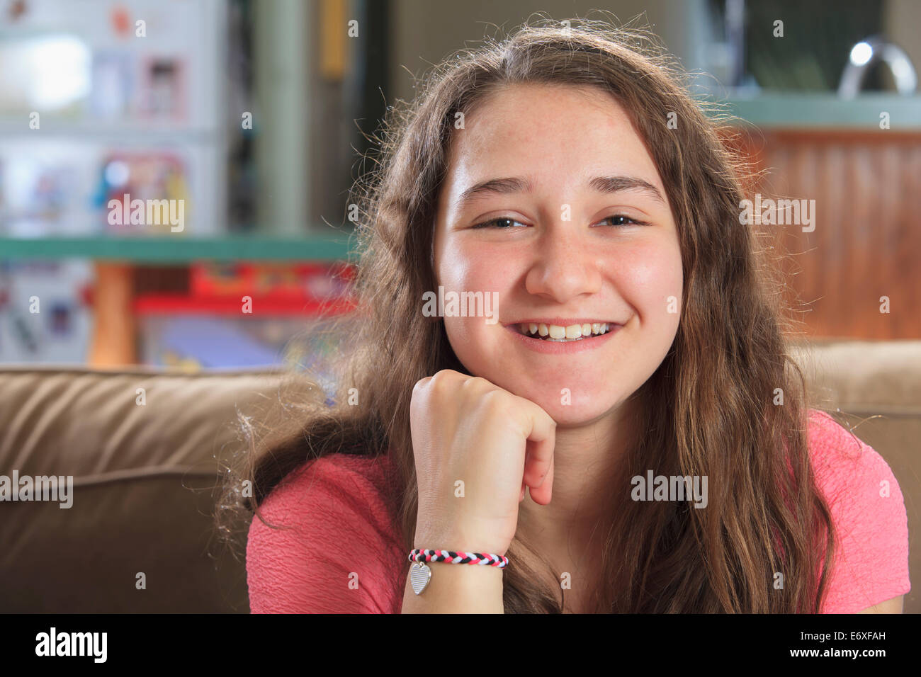 Pre teen girl smiling hi-res stock photography and images - Alamy