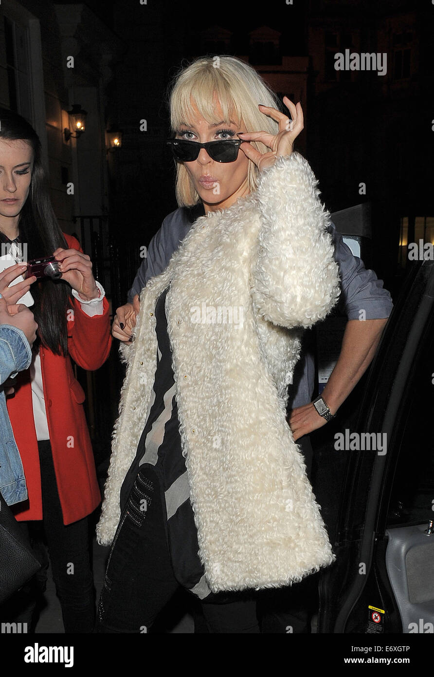 Sarah Harding leaving Mortons private members club in Mayfair Featuring