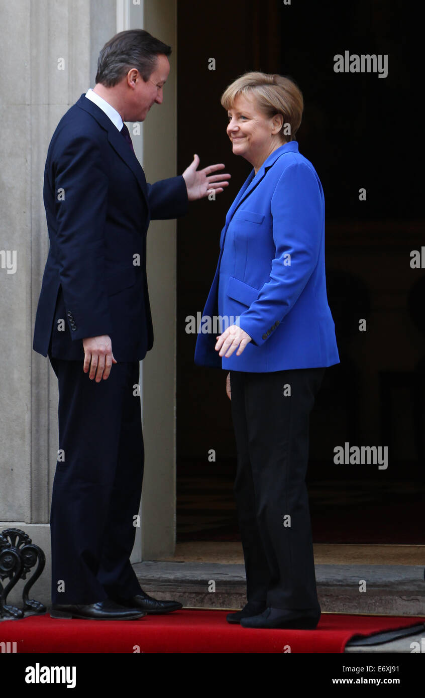 German Chancellor Angela Merkel visit Prime Minister David Cameron at