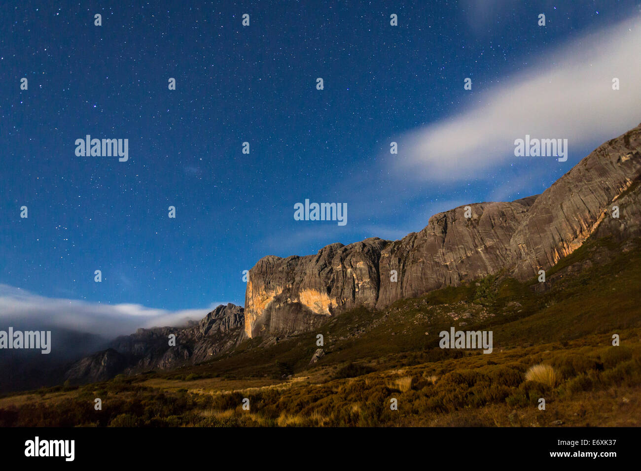 Starry Sky over the Andringitra Mountain Range, Andringitra National Park, South Madagascar, Africa Stock Photo