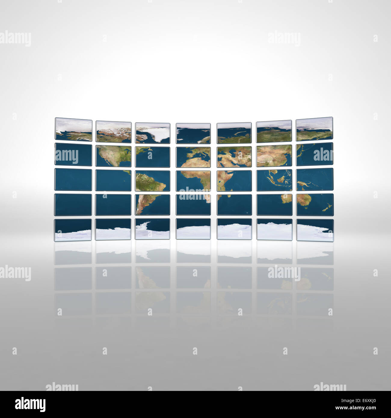 Monitor wall with earth map Stock Photo - Alamy