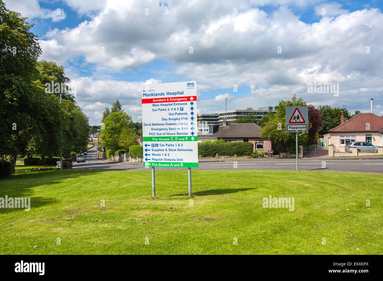 Monklands District General Hospital, is a district general hospital in Airdrie, North Lanarkshire, Scotland. Administered by NHS Stock Photo