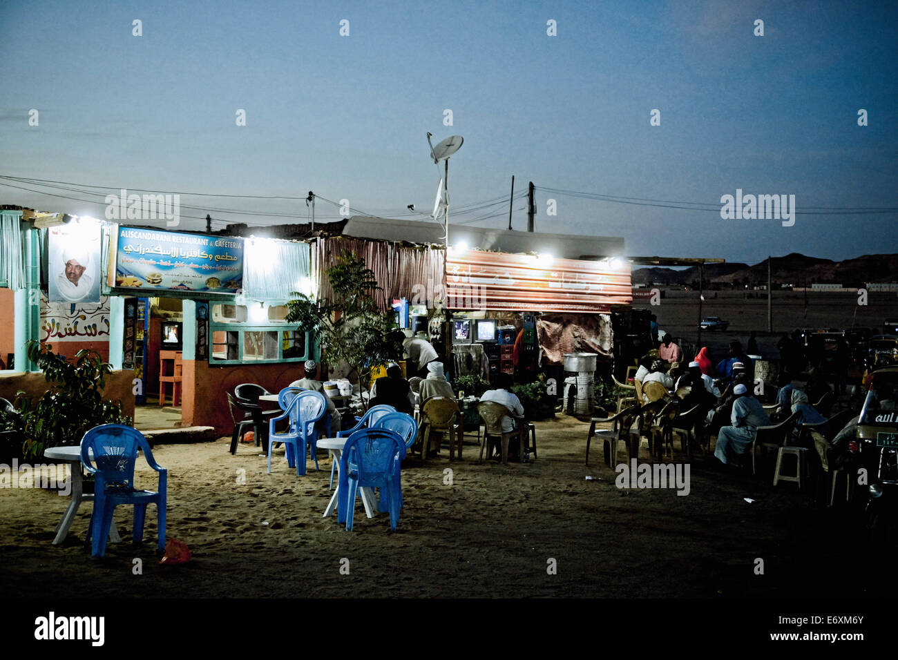 Typical night scene in Wadi Halfa, Sudan, Africa Stock Photo