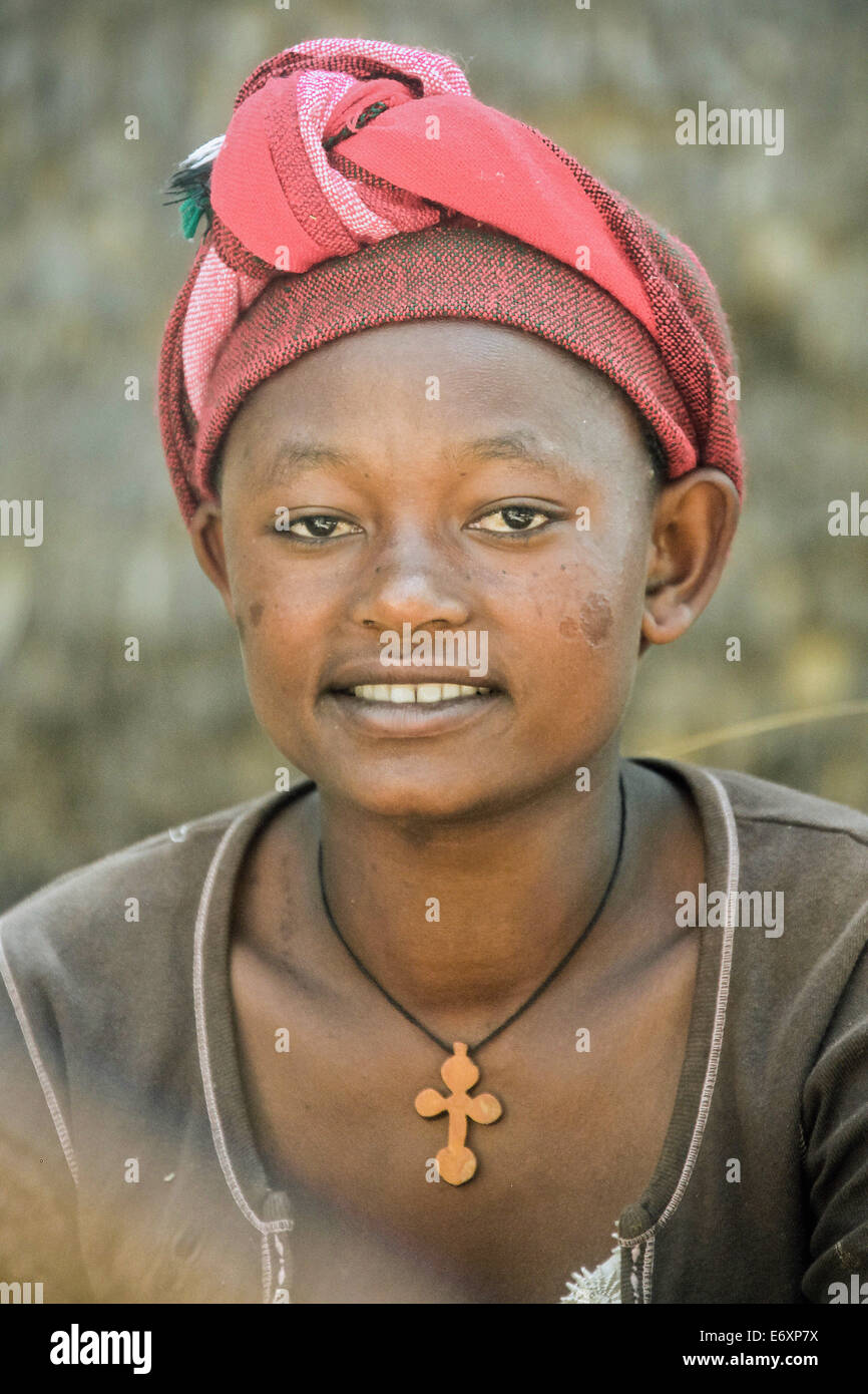 Young woman from the Dorze tribe, South Ethiopia, Africa Stock Photo