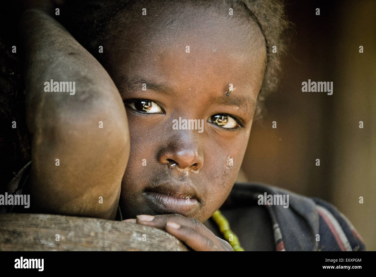 Young girl from the Konzo tribe, Konzo, South Ethiopia, Africa Stock Photo