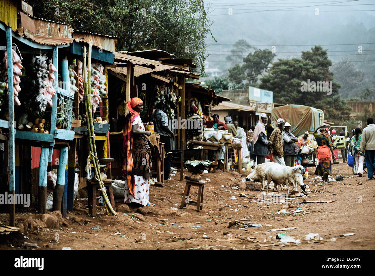 Market street in Marsabit, North Kenya, Kenya, Africa Stock Photo