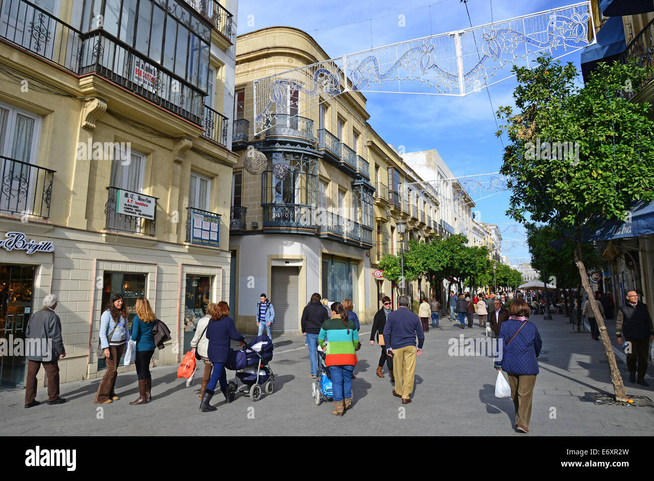 Larga Street (Calle Larga), Jerez de la Frontera, Province of Cádiz, Andalusia, Kingdom of Spain Stock Photo