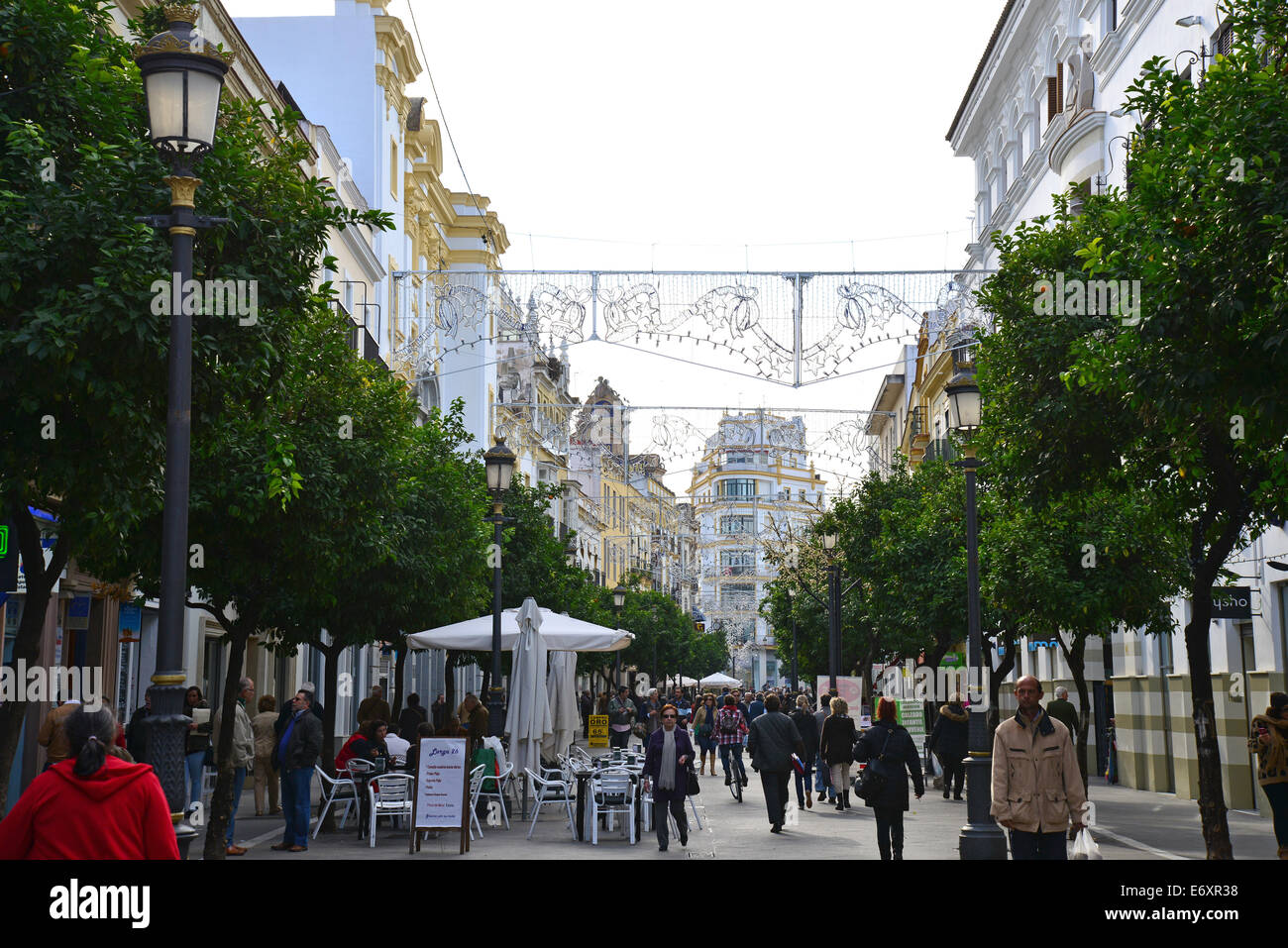 Larga Street (Calle Larga), Jerez de la Frontera, Province of Cádiz, Andalusia, Kingdom of Spain Stock Photo