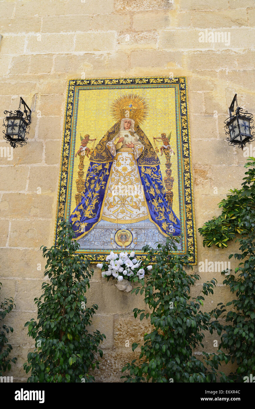 Mosaic of the Virgin of Bitterness, Church of the Discalced, Jerez de la Frontera, Province of Cádiz, Andalusia, Spain Stock Photo