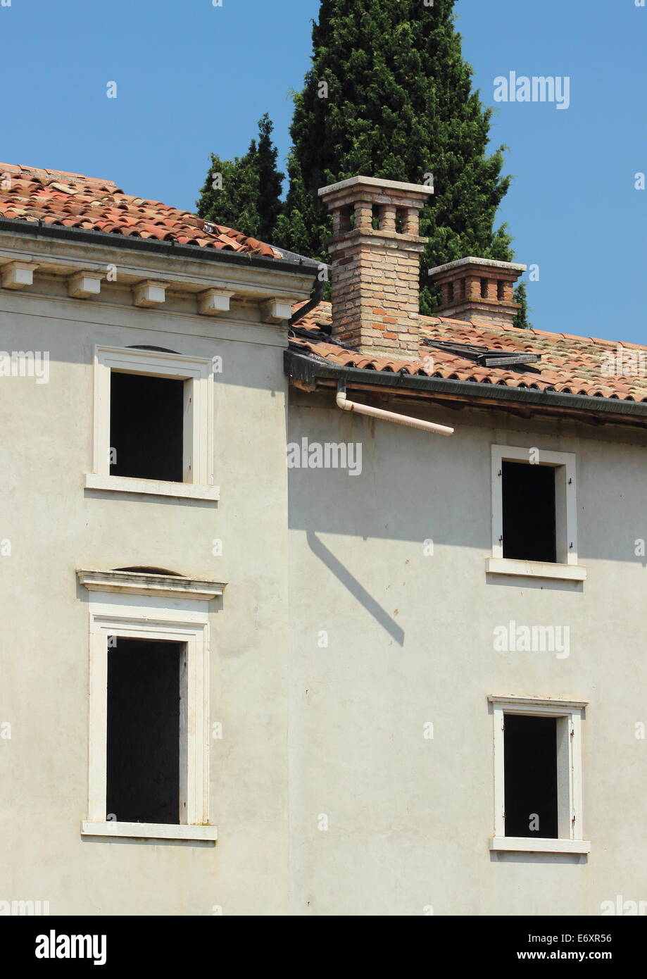 Abandon italian farm house with no windows Stock Photo