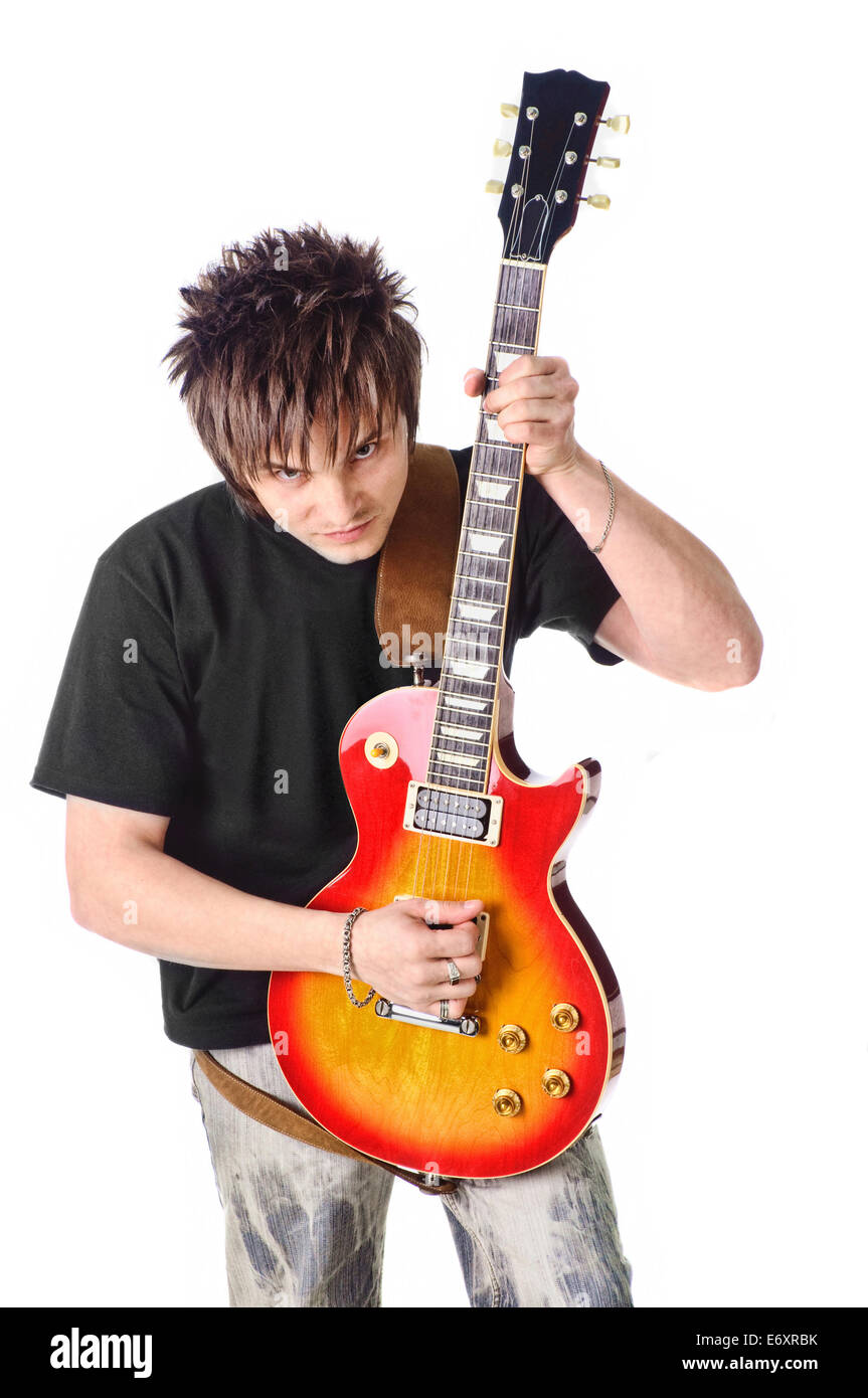 Rocker with his classic electric guitar Stock Photo - Alamy