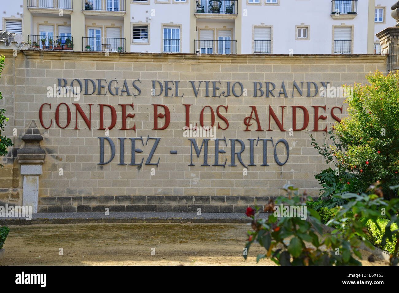 Conde de Los Andes Bodega, Calle Diego Fernández Herrera, Jerez de la Frontera, Province of Cádiz, Andalusia, Kingdom of Spain Stock Photo