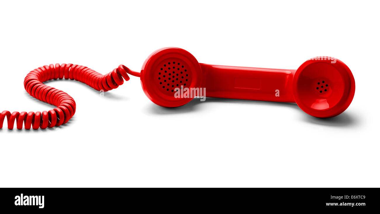 Red Phone Off the Hook Isolated on White Background. Stock Photo