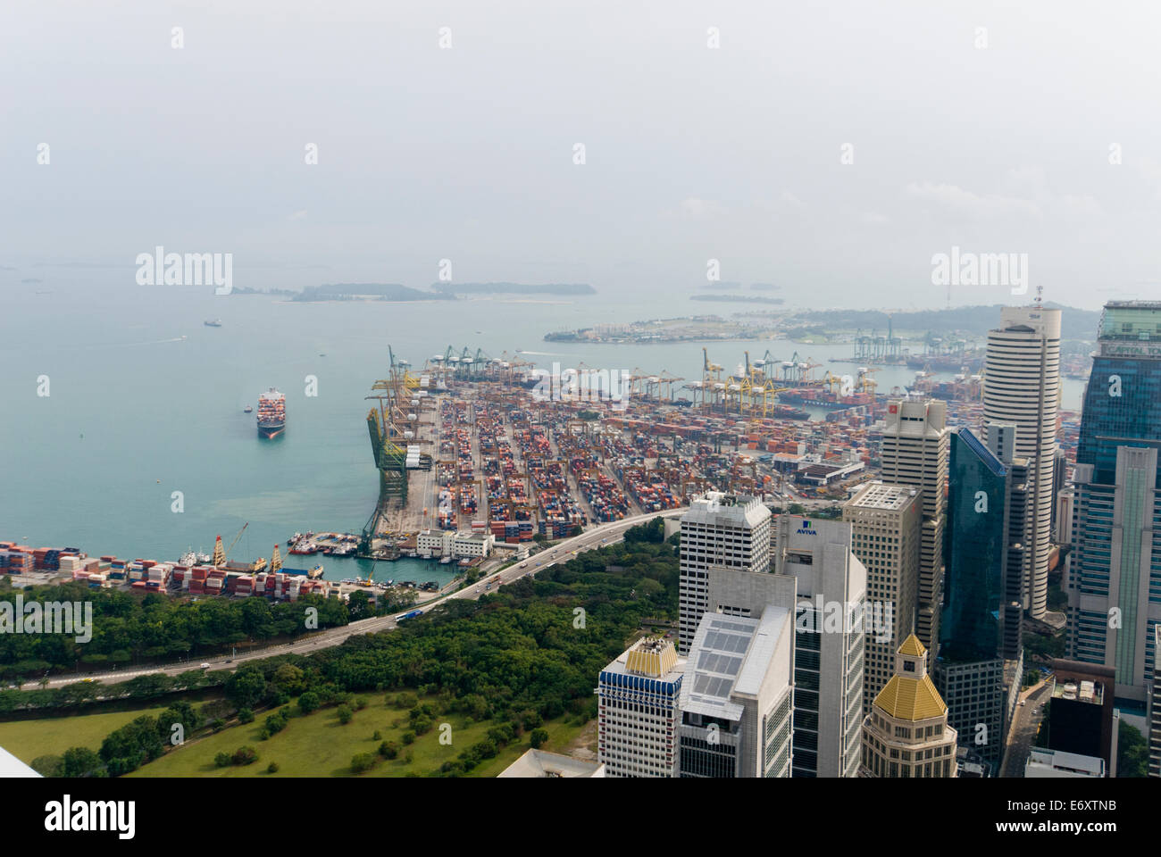 Singapore Harbor showing ships and containers Stock Photo - Alamy