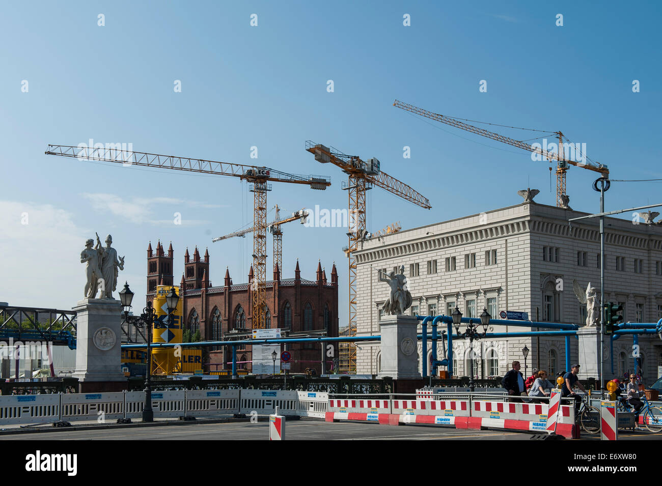 Germany,Deutschland,Berlin,Hauptstadt,Capital City, Friedrichswerdersche Kirche,building site Berlin,cranes, Stock Photo