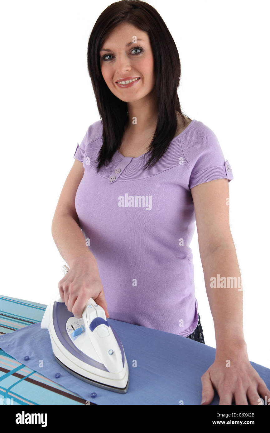 Woman ironing Stock Photo