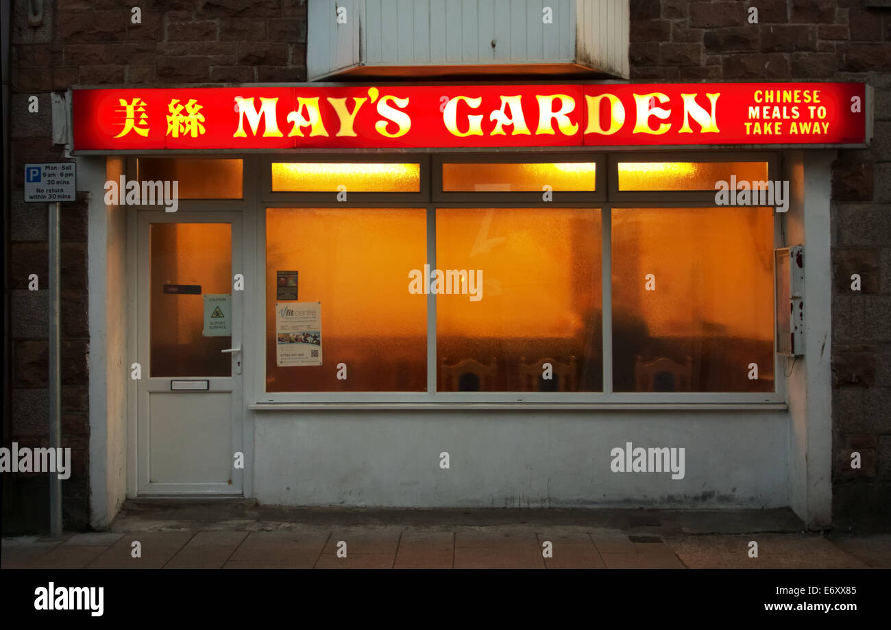 A Chinese take away in the early evening. Stock Photo