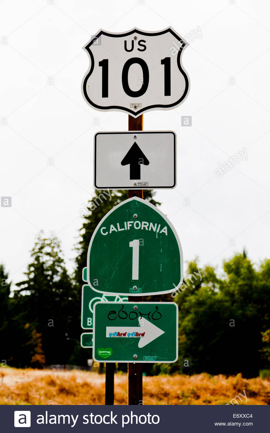 Signs For Us Highway 101 And California Highway 1 Pacific Coast Stock Photo Alamy Signs For Us Highway 101 And California Highway 1 Pacific Coast Stock Photo Alamy