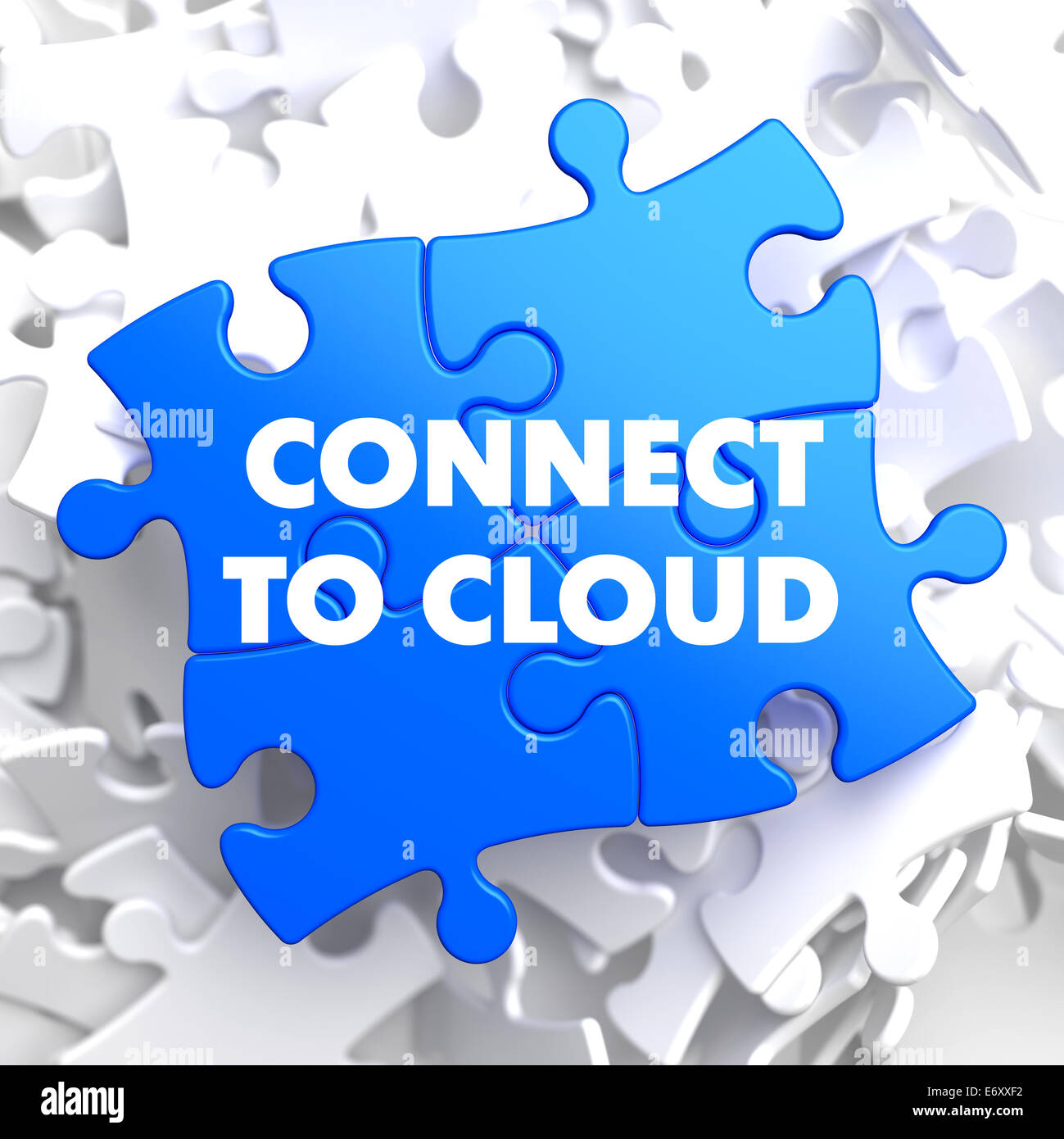 Connect to Cloud on Blue Puzzle. Stock Photo