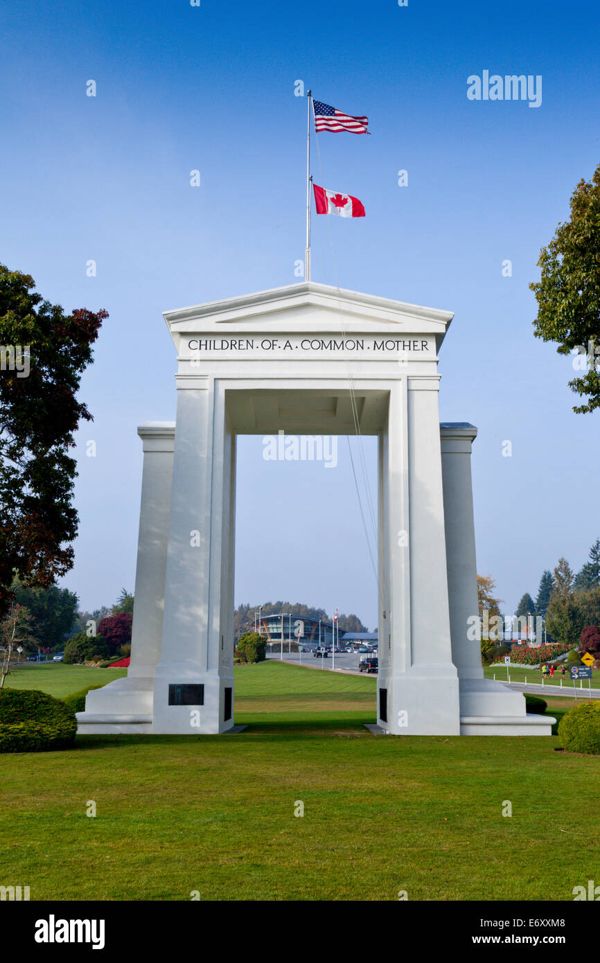 The Peace Arch at the USA/Canadian Border in the North West. Stock Photo