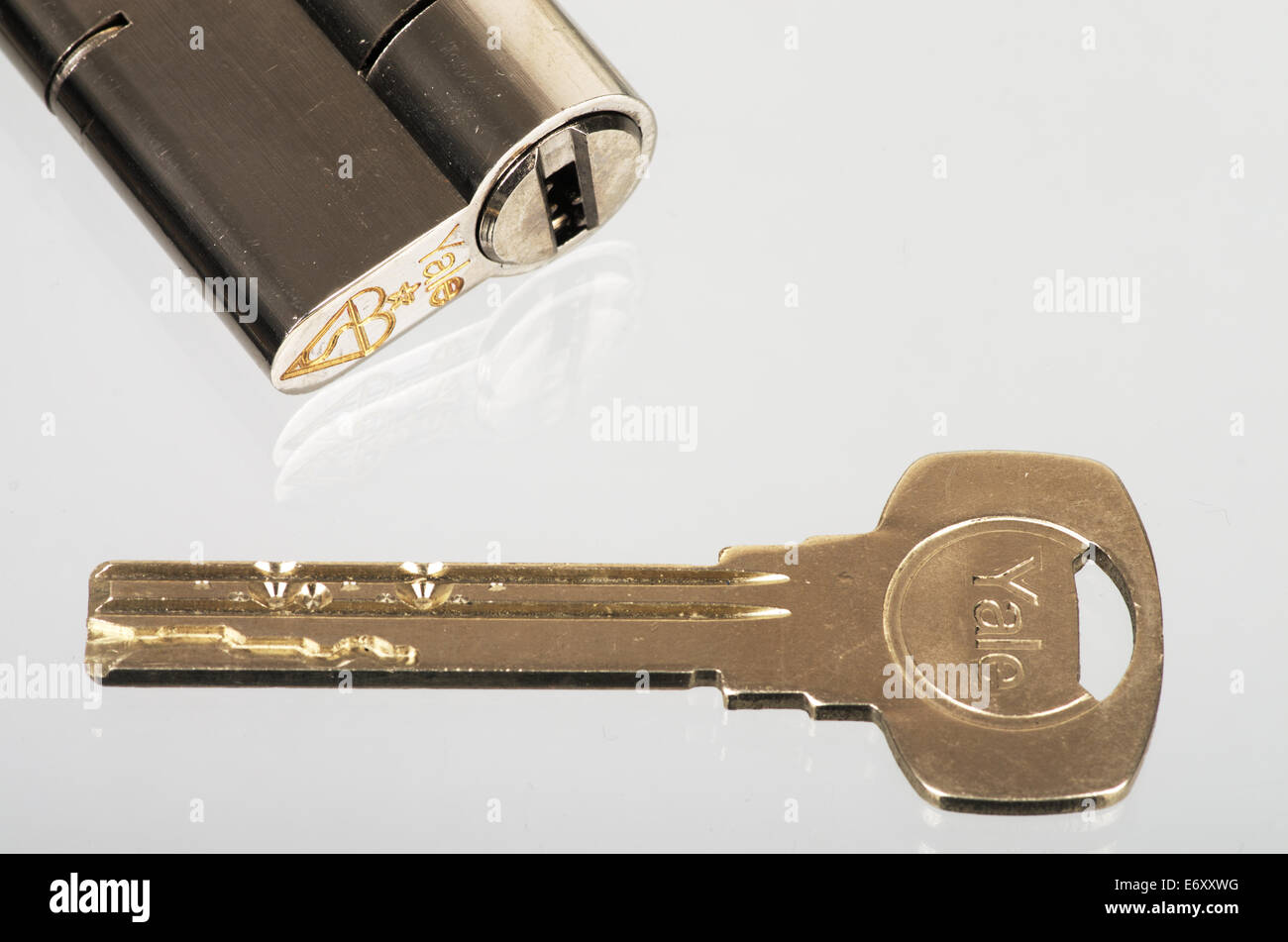 Yale Euro Profile Superior Lock And Key Stock Photo