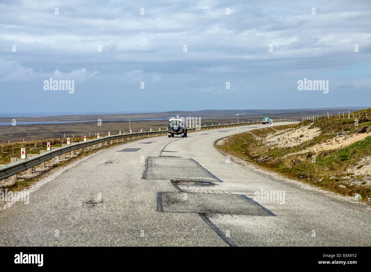 4X4 Safari in the Falkland Islands. From Port Stanley to North Pond on East Falkland. Stock Photo