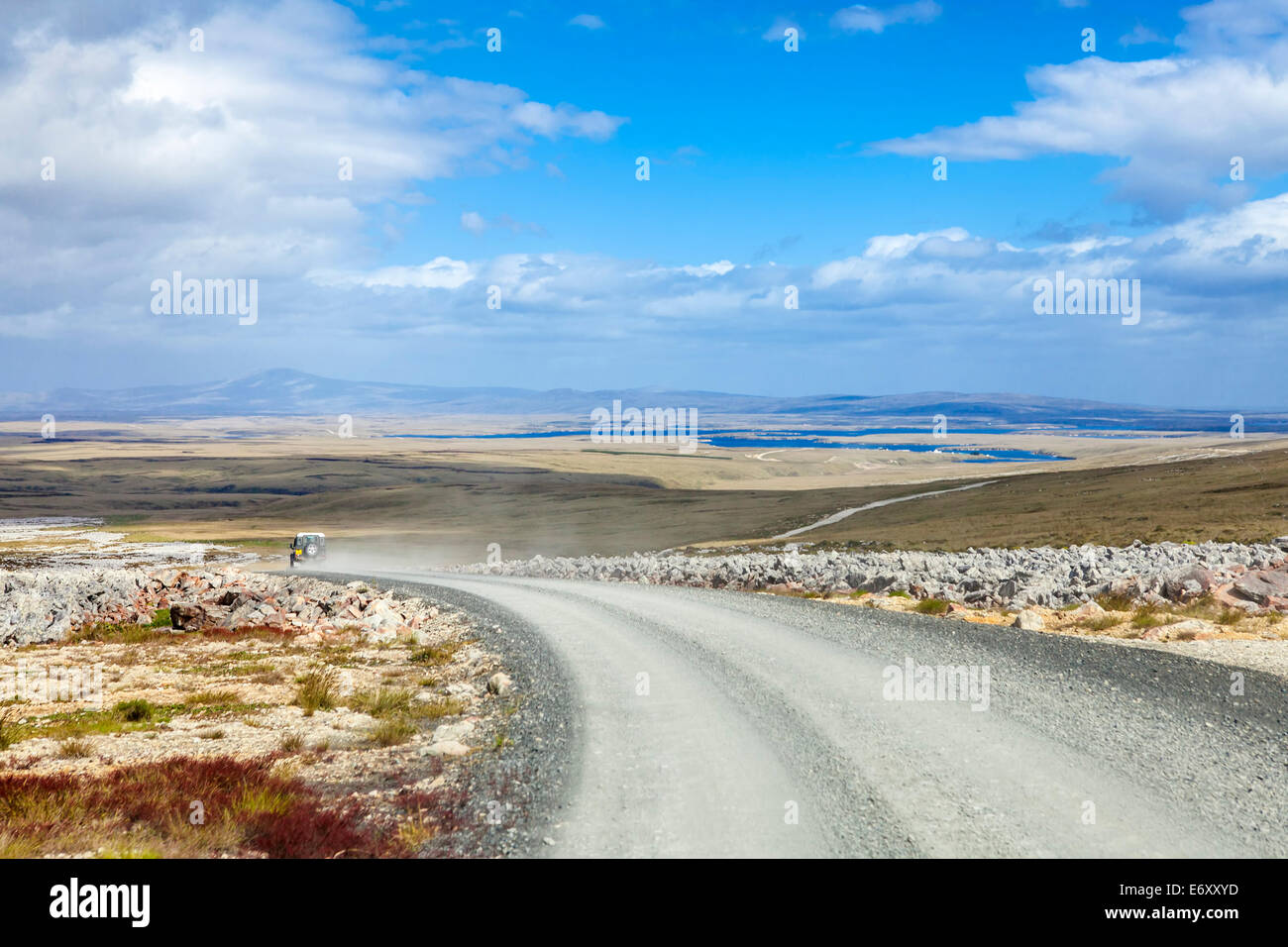 4X4 Safari in the Falkland Islands. From Port Stanley to North Pond on East Falkland. Stock Photo