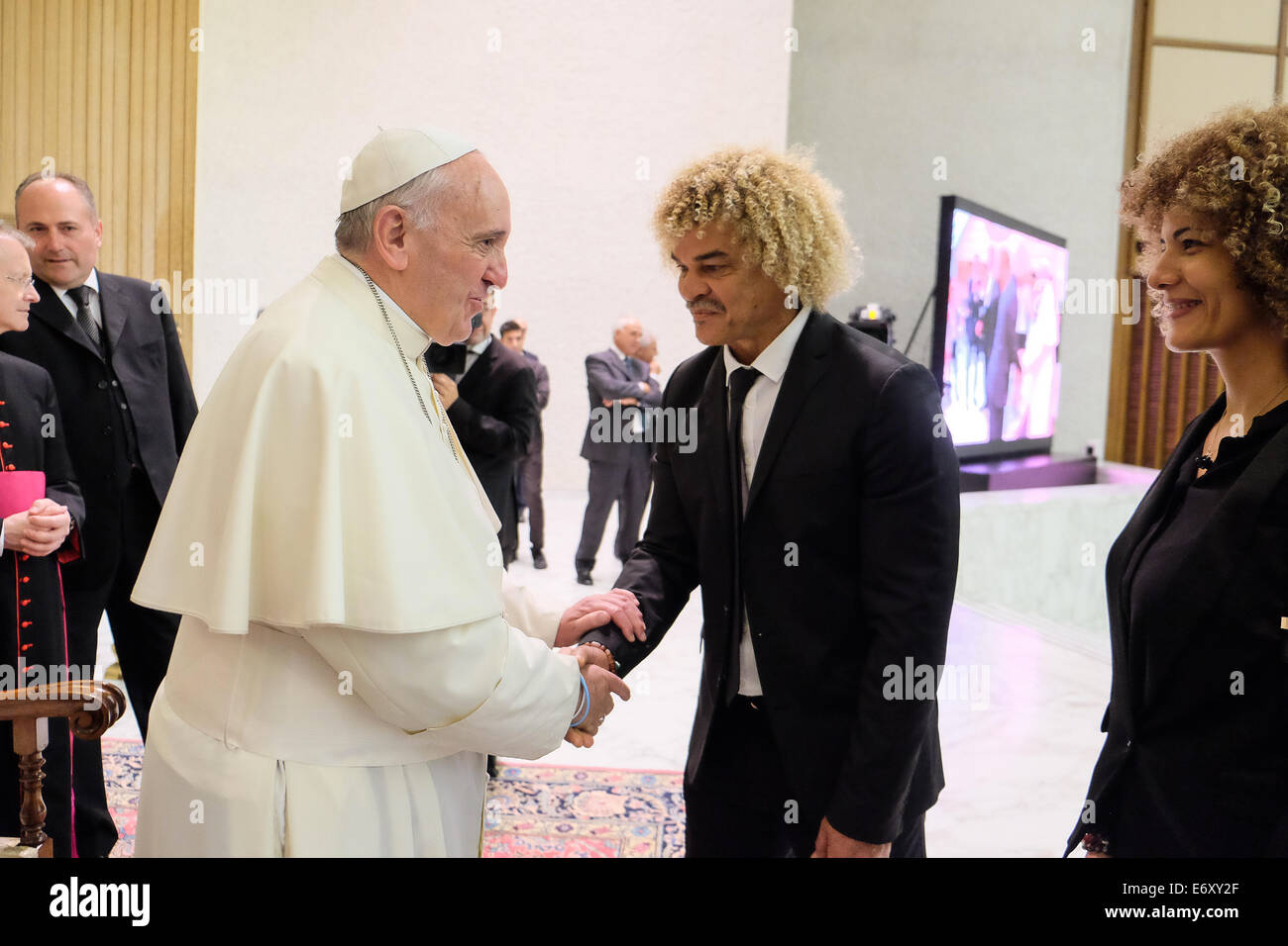 Rome, Italy. 1st Sept, 2014. Pope Francis encounters the football teams of the 'Match fot Peace' played today at the Olympic Stadium in Rome Credit:  Realy Easy Star/Alamy Live News Stock Photo