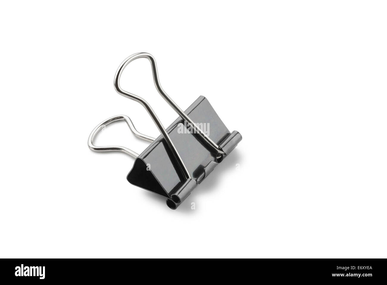 A black clip to attach documents together, isolated on white background Stock Photo