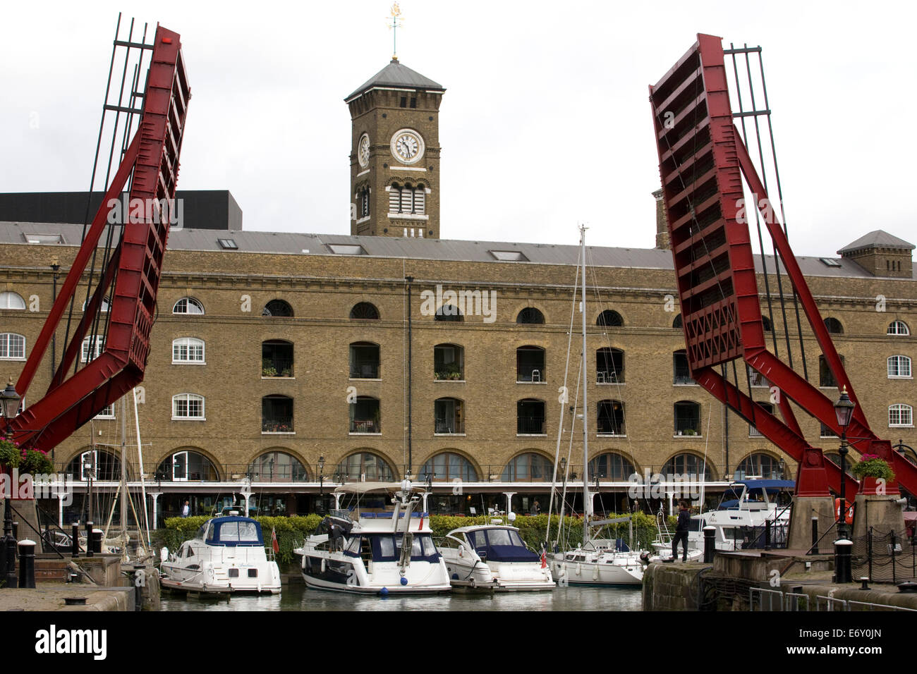 movable bridge at Katherine Docks London England Stock Photo