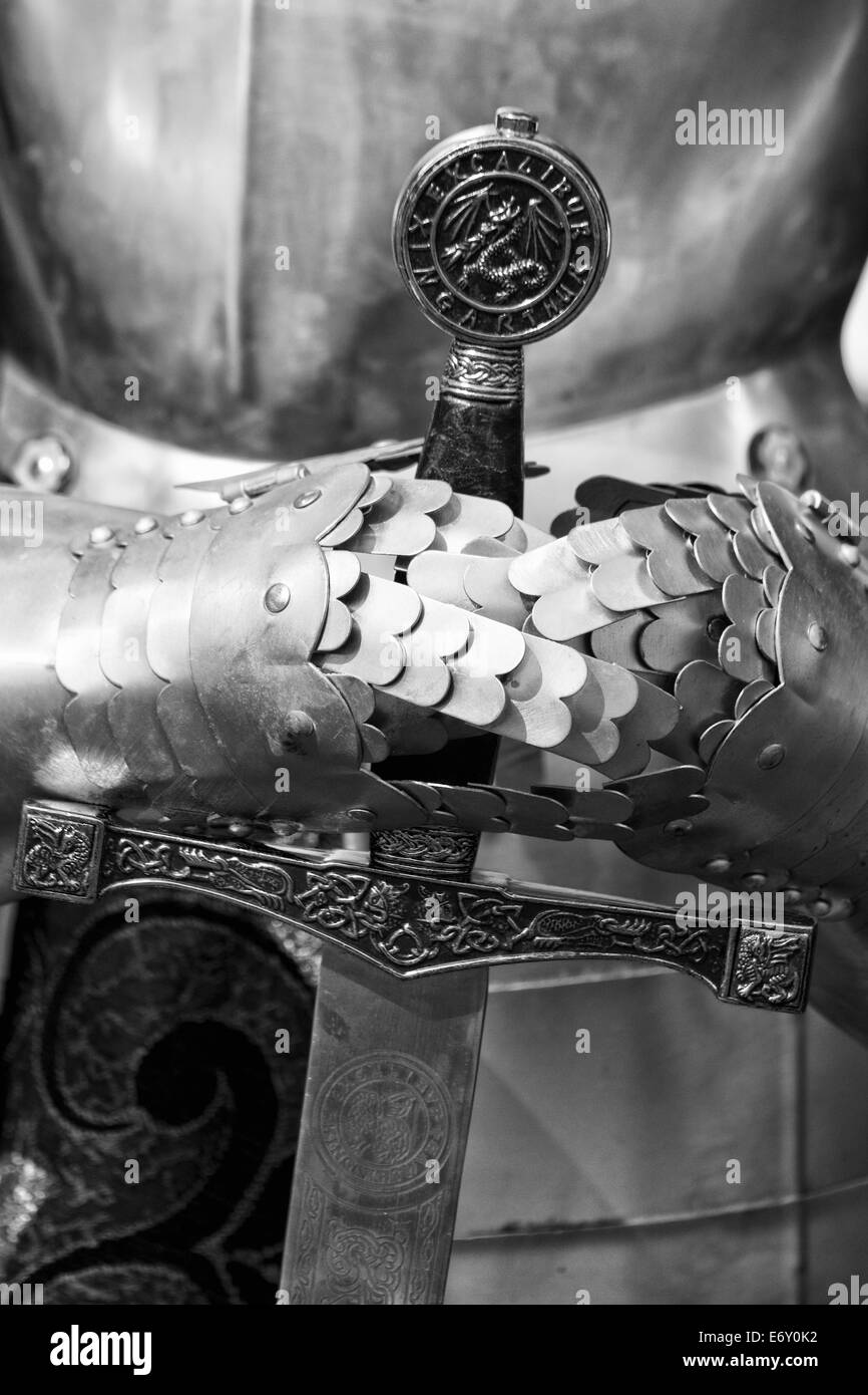 Close up of a Knights Armour and sword Stock Photo